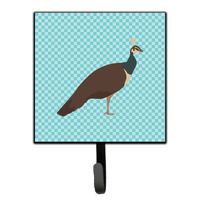 "Caroline's Treasures Indian Peahen Peafowl Blue Check Wall Hook, Small, Multicolor"