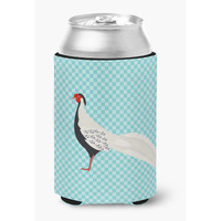 "Caroline's Treasures Silver Pheasant Blue Check Decorative Can Hugger, Multicolor"
