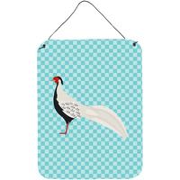 "Caroline's Treasures Silver Pheasant Blue Check Metal Print, 16hx12w, Multicolor"