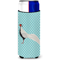 "Caroline's Treasures Silver Pheasant Blue Check Decorative Can Hugger, Slim, Multicolor"