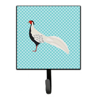 "Caroline's Treasures Silver Pheasant Blue Check Wall Hook, Small, Multicolor"