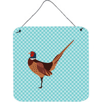 "Caroline's Treasures Blue Ring-necked Common Pheasant Check Metal Print, 6hx6w"