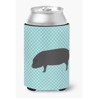 "Caroline's Treasures Devon Large Black Pig Blue Check Decorative Can Hugger, Multicolor"
