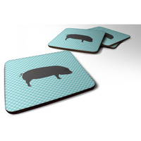 "Caroline's Treasures Devon Large Black Pig Blue Check Decorative coasters, 3.5, Multicolor"