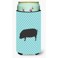 "Caroline's Treasures Devon Large Black Pig Blue Check Decorative Can Hugger, Tall Boy, Multicolor"
