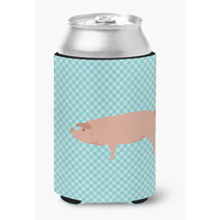 "Caroline's Treasures American Landrace Pig Blue Check Decorative Can Hugger, Multicolor"