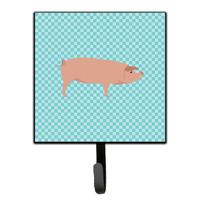 "Caroline's Treasures American Landrace Pig Blue Check Wall Hook, Small, Multicolor"