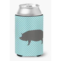 "Caroline's Treasures Berkshire Pig Blue Check Decorative Can Hugger, Multicolor"