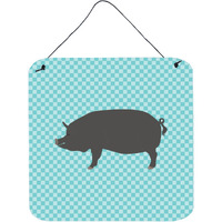 "Caroline's Treasures Blue Berkshire Pig Check Metal Print, 6hx6w"