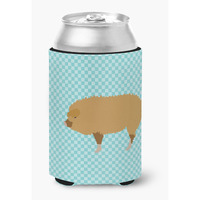"Caroline's Treasures Hungarian Mangalica Pig Blue Check Decorative Can Hugger, Multicolor"