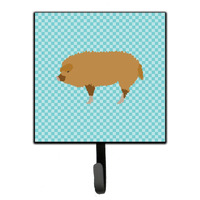 "Caroline's Treasures Hungarian Mangalica Pig Blue Check Wall Hook, Small, Multicolor"