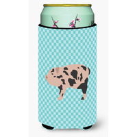 "Caroline's Treasures Mini Miniature Pig Blue Check Decorative Can Hugger, Tall Boy, Multicolor"