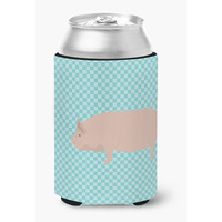 "Caroline's Treasures Welsh Pig Blue Check Decorative Can Hugger, Multicolor"