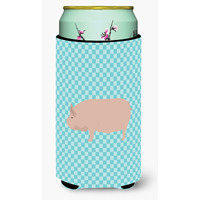 "Caroline's Treasures Welsh Pig Blue Check Decorative Can Hugger, Tall Boy, Multicolor"