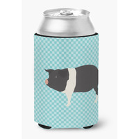 "Caroline's Treasures Hampshire Pig Blue Check Decorative Can Hugger, Multicolor"