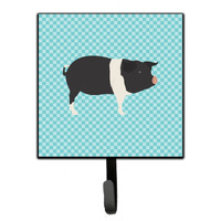 "Caroline's Treasures Hampshire Pig Blue Check Wall Hook, Small, Multicolor"