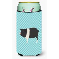 "Caroline's Treasures Hampshire Pig Blue Check Decorative Can Hugger, Tall Boy, Multicolor"