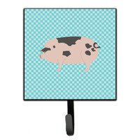 "Caroline's Treasures Gloucester Old Spot Pig Blue Check Wall Hook, Small, Multicolor"