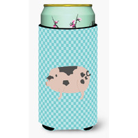 "Caroline's Treasures Gloucester Old Spot Pig Blue Check Decorative Can Hugger, Tall Boy, Multicolor"