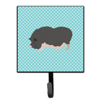 "Caroline's Treasures Vietnamese Pot-Bellied Pig Blue Check Wall Hook, Small, Multicolor"