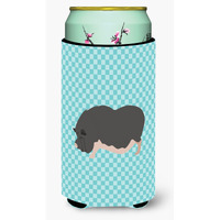 "Caroline's Treasures Vietnamese Pot-Bellied Pig Blue Check Decorative Can Hugger, Tall Boy, Multicolor"