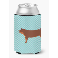 "Caroline's Treasures Duroc Pig Blue Check Decorative Can Hugger, Multicolor"