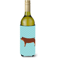 "Caroline's Treasures Duroc Pig Blue Check Decorative Bottle Hugger, 750 ml, Multicolor"