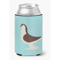 "Caroline's Treasures Large Pigeon Blue Check Decorative Can Hugger, Multicolor"