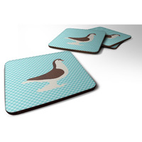 "Caroline's Treasures Large Pigeon Blue Check Decorative Coasters, 3.5"", Multicolor"