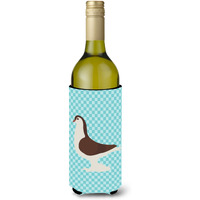 "Caroline's Treasures Large Pigeon Blue Check Decorative Bottle Hugger, 750 ml, Multicolor"