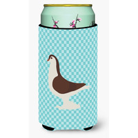 "Caroline's Treasures Large Pigeon Blue Check Decorative Can Hugger, Tall Boy, Multicolor"