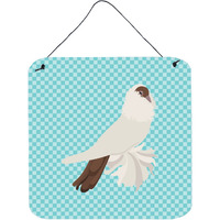 "Caroline's Treasures Blue German Helmet Pigeon Check Metal Print, 6"" H x 6"" W"