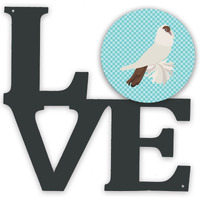 "Caroline's Treasures German Helmet Pigeon Blue Check Metal Artwork Love wall-decor, Multicolor"