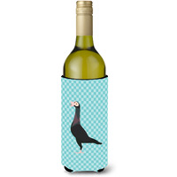 "Caroline's Treasures English Carrier Pigeon Blue Check Decorative Bottle Hugger, 750 ml, Multicolor"