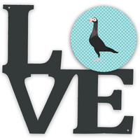 "Caroline's Treasures English Carrier Pigeon Blue Check Metal Artwork Love wall-decor, Multicolor"