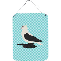 "Caroline's Treasures Saxon Fairy Swallow Pigeon Blue Check Metal Print, 16hx12w, Multicolor"