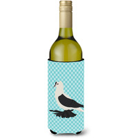 "Caroline's Treasures Saxon Fairy Swallow Pigeon Blue Check Decorative Bottle Hugger, 750 ml, Multicolor"