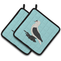 "Caroline's Treasures Saxon Fairy Swallow Pigeon Blue Check Decorated Pot Holder, 7.5"" x 7.5"""