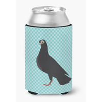 "Caroline's Treasures Budapest Highflyer Pigeon Blue Check Decorative Can Hugger, Multicolor"