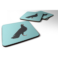 "Caroline's Treasures Budapest Highflyer Pigeon Blue Check Decorative Coasters, 3.5"", Multicolor"