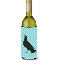 "Caroline's Treasures Budapest Highflyer Pigeon Blue Check Decorative Bottle Hugger, 750 ml, Multicolor"