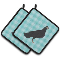 "Caroline's Treasures Budapest Highflyer Pigeon Blue Check Decorated Pot Holder, 7.5"" x 7.5"""