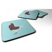 "Caroline's Treasures Capuchin Red Pigeon Blue Check Decorative coasters, 3.5, Multicolor"