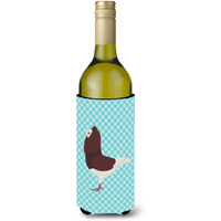 "Caroline's Treasures Capuchin Red Pigeon Blue Check Decorative Bottle Hugger, 750 ml, Multicolor"