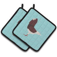 "Caroline's Treasures Capuchin Red Pigeon Blue Check Decorated Pot Holder, 7.5"" x 7.5"""