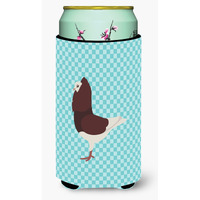 "Caroline's Treasures Capuchin Red Pigeon Blue Check Decorative Can Hugger, Tall Boy, Multicolor"
