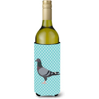 "Caroline's Treasures Racing Pigeon Blue Check Decorative Bottle Hugger, 750 ml, Multicolor"