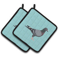 "Caroline's Treasures Racing Pigeon Blue Check Decorated Pot Holder, 7.5"" x 7.5"""