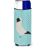 "Caroline's Treasures Nun Pigeon Blue Check Decorative Can Hugger, Slim, Multicolor"