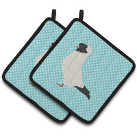 "Caroline's Treasures Nun Pigeon Blue Check Decorated Pot Holder, 7.5"" x 7.5"""